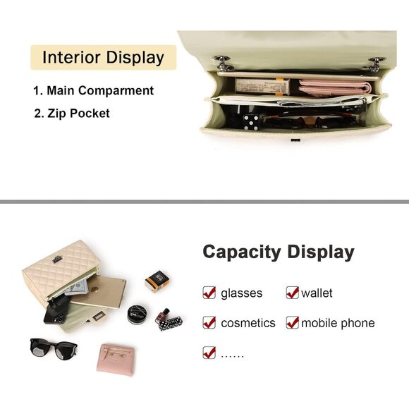 Women Beige Imported Trendy Quilted Crossbody Shoulder Chain Designer Bag - Picture 6 of 6